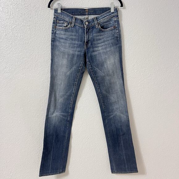 Y2K 7 For All Mankind Jeans Womens 27 Boot Cut Low Rise Stretch Denim USA 27x31 - Picture 1 of 9